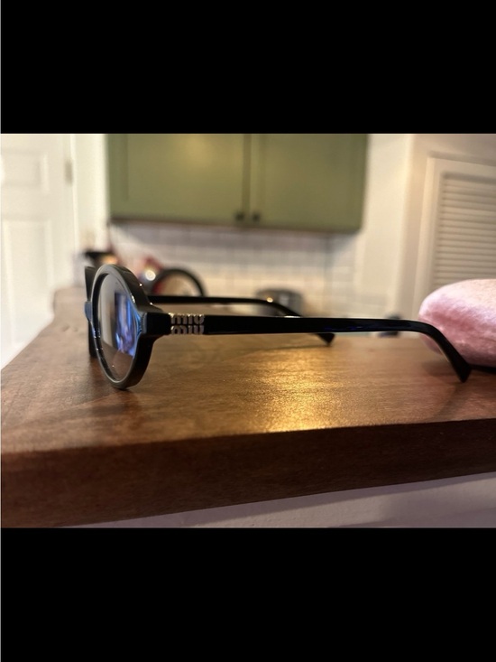 Miu Miu Black Oval Sunglasses with Brown Gradient Lenses main image 8